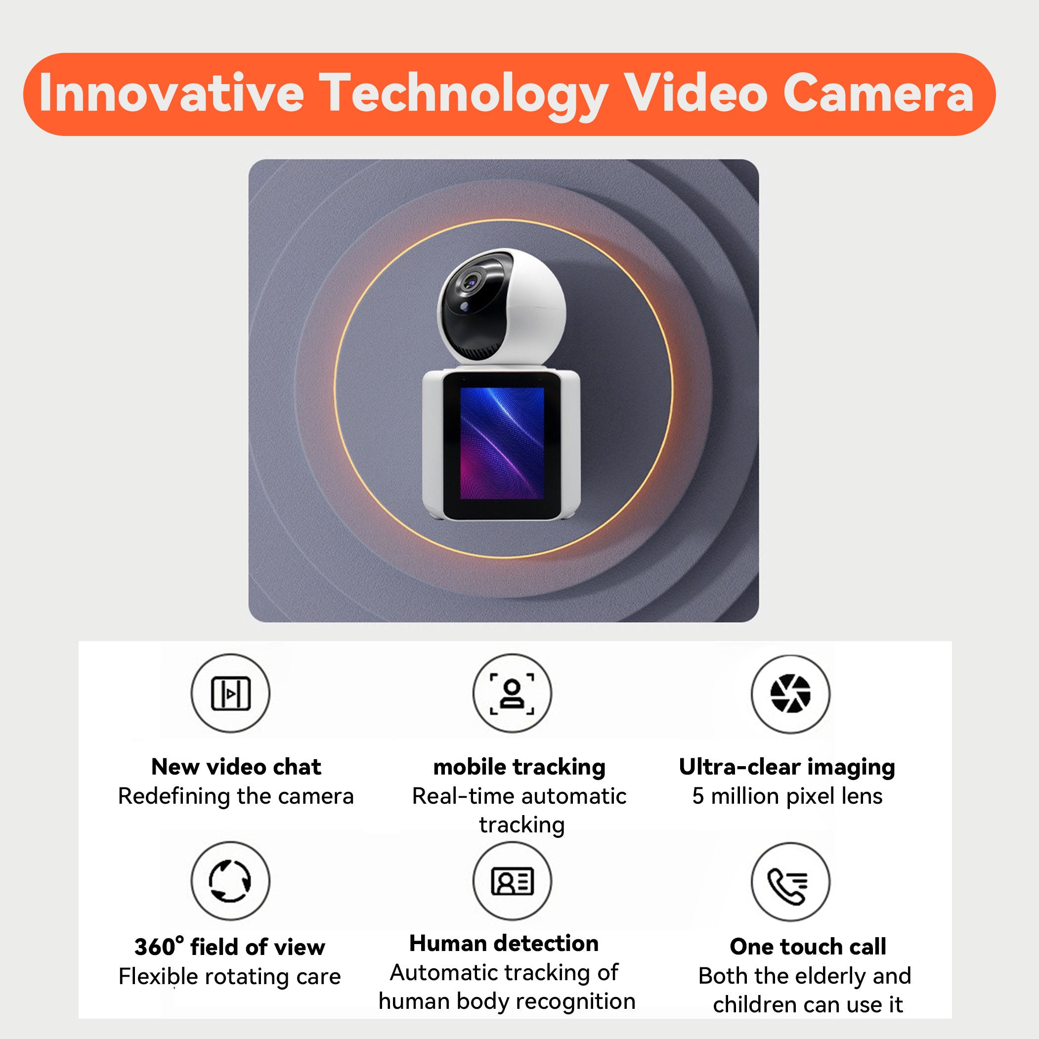 Smart Video Calling WiFi Camera with 2.8" IPS Screen – 1080P HD Two-Way Audio Security Monitor