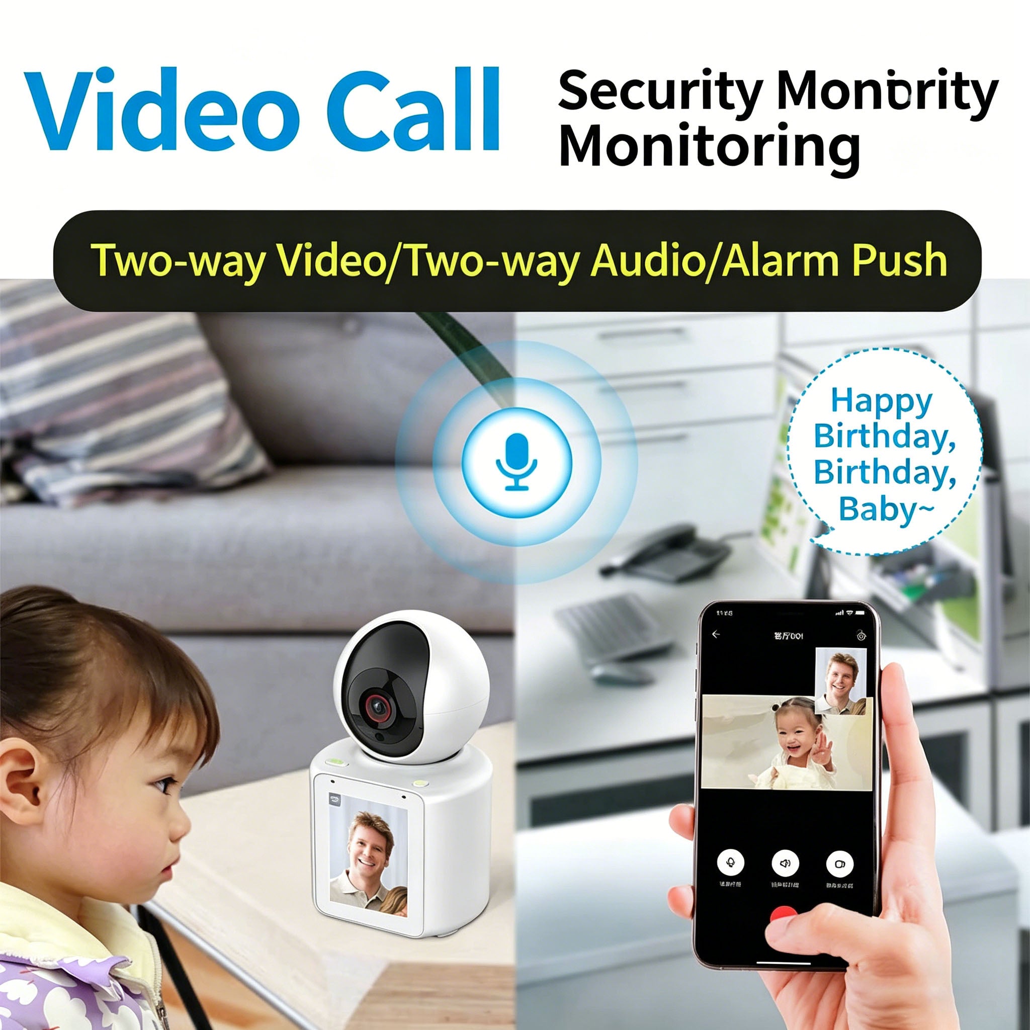 Smart Video Calling WiFi Camera with 2.8" IPS Screen – 1080P HD Two-Way Audio Security Monitor