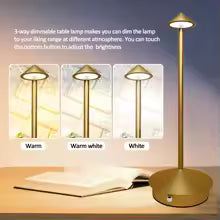 Modern Cordless LED Mushroom Table Lamp – 3-Way Dimmable