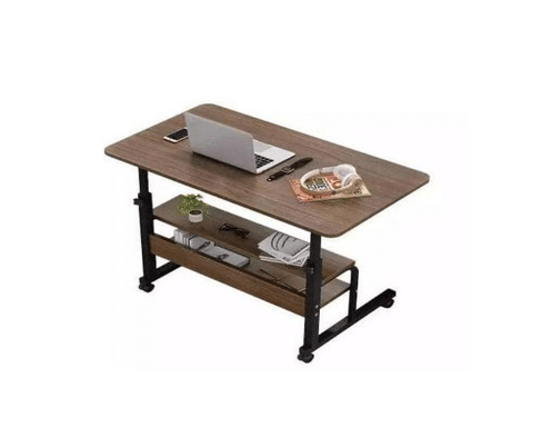 Adjustable Rolling Laptop Table – Mobile Workstation with Storage Shelf (multi-colors)