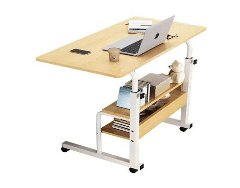 Adjustable Rolling Laptop Table – Mobile Workstation with Storage Shelf (multi-colors)