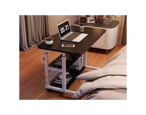 Adjustable Rolling Laptop Table – Mobile Workstation with Storage Shelf (multi-colors)
