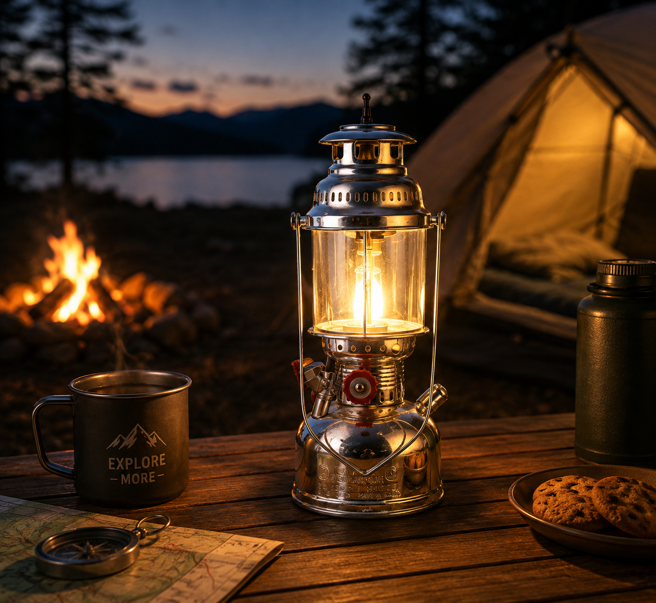 Chrome Pressure Mantle Hurricane Lantern & Storm Lamp
