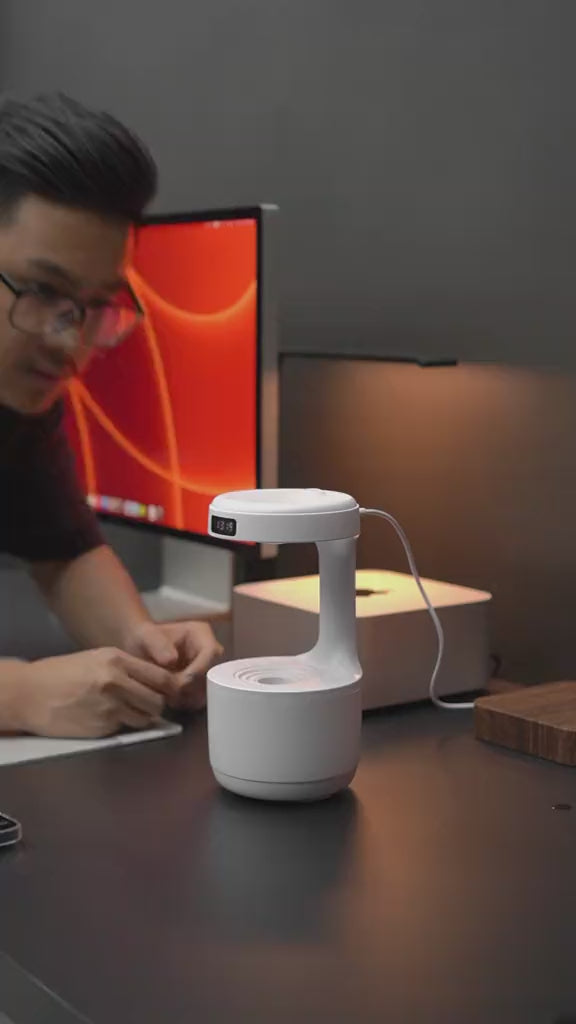 Anti-Gravity Water Drop Humidifier & Desktop Clock