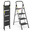 4-Step Folding Step Ladder Stool with Handgrip & Anti-Slip Pedals