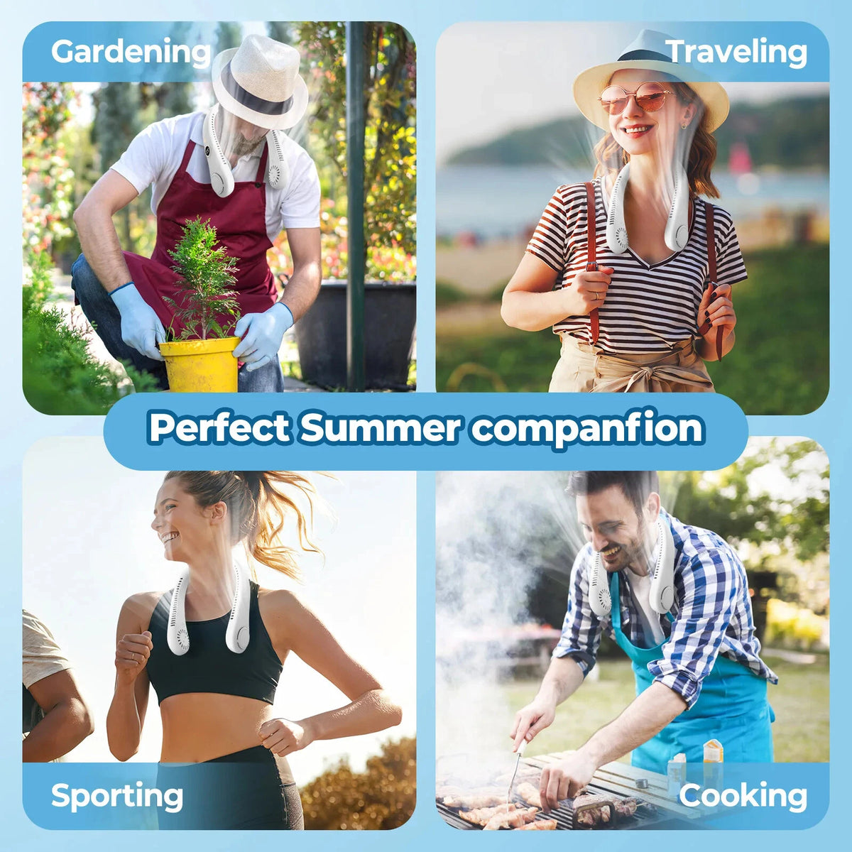 Portable Hands-Free 3-Air-Supply-Point Bladeless Neck Fan