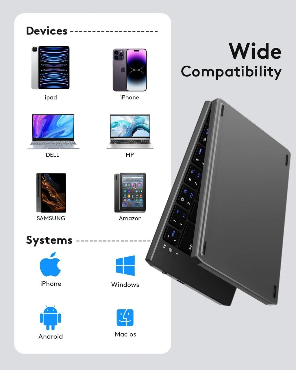 Ultra-Slim Foldable Wireless Bluetooth Keyboard