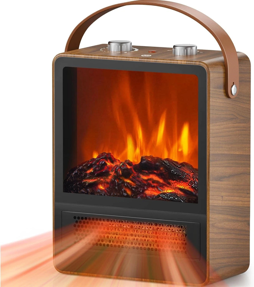 Portable Electric Fireplace Space Heater with 3D Flame Effect