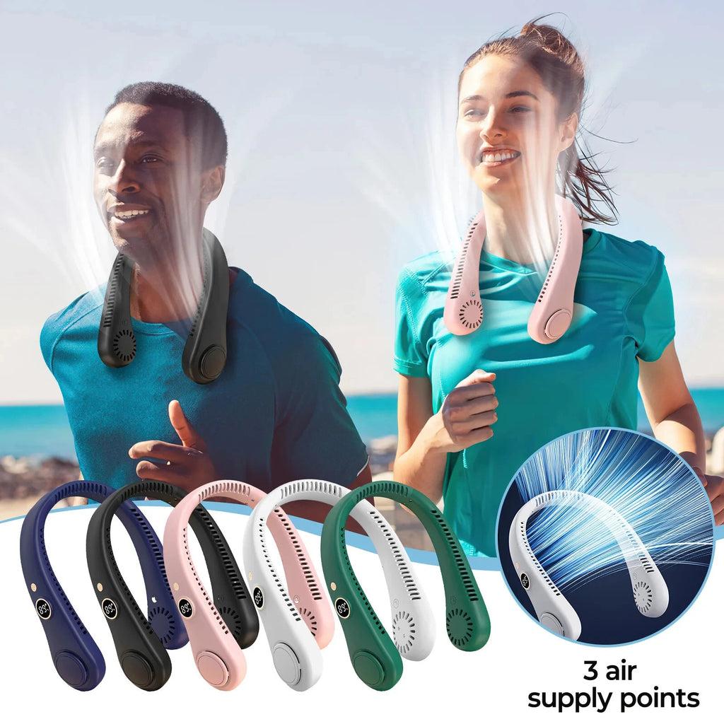 Portable Hands-Free 3-Air-Supply-Point Bladeless Neck Fan