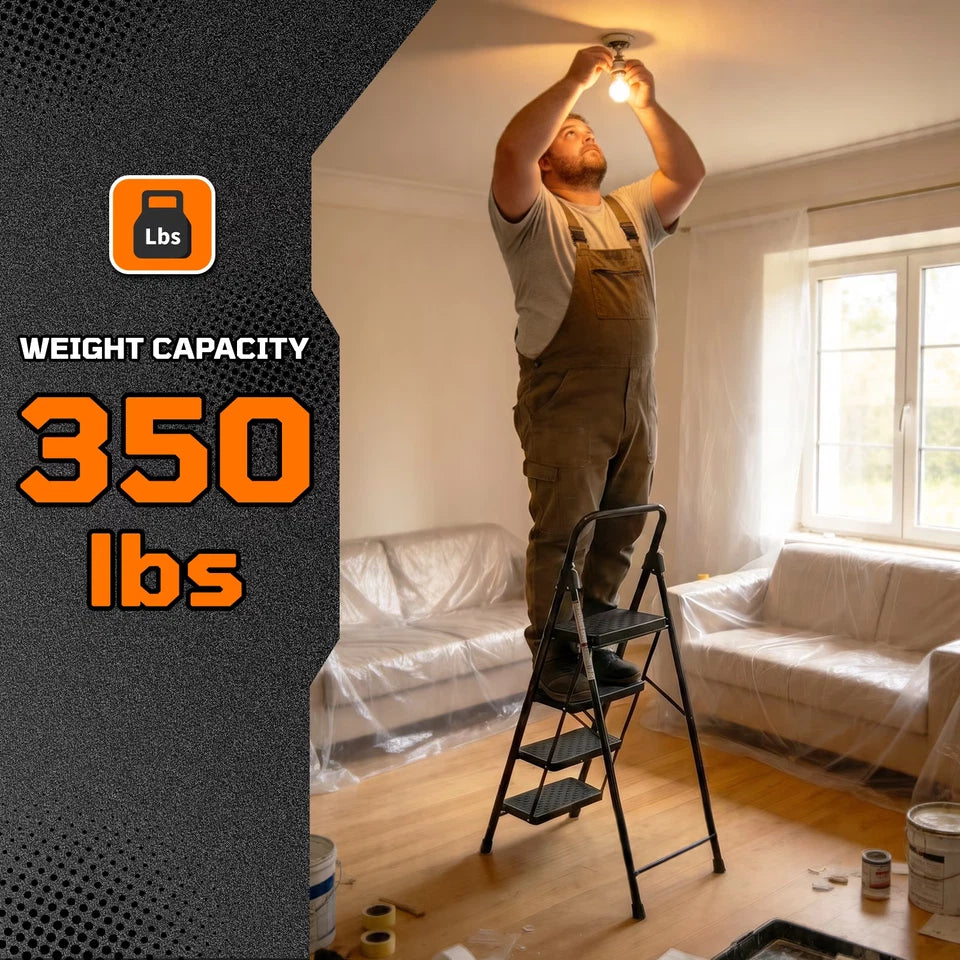 4-Step Folding Step Ladder Stool with Handgrip & Anti-Slip Pedals