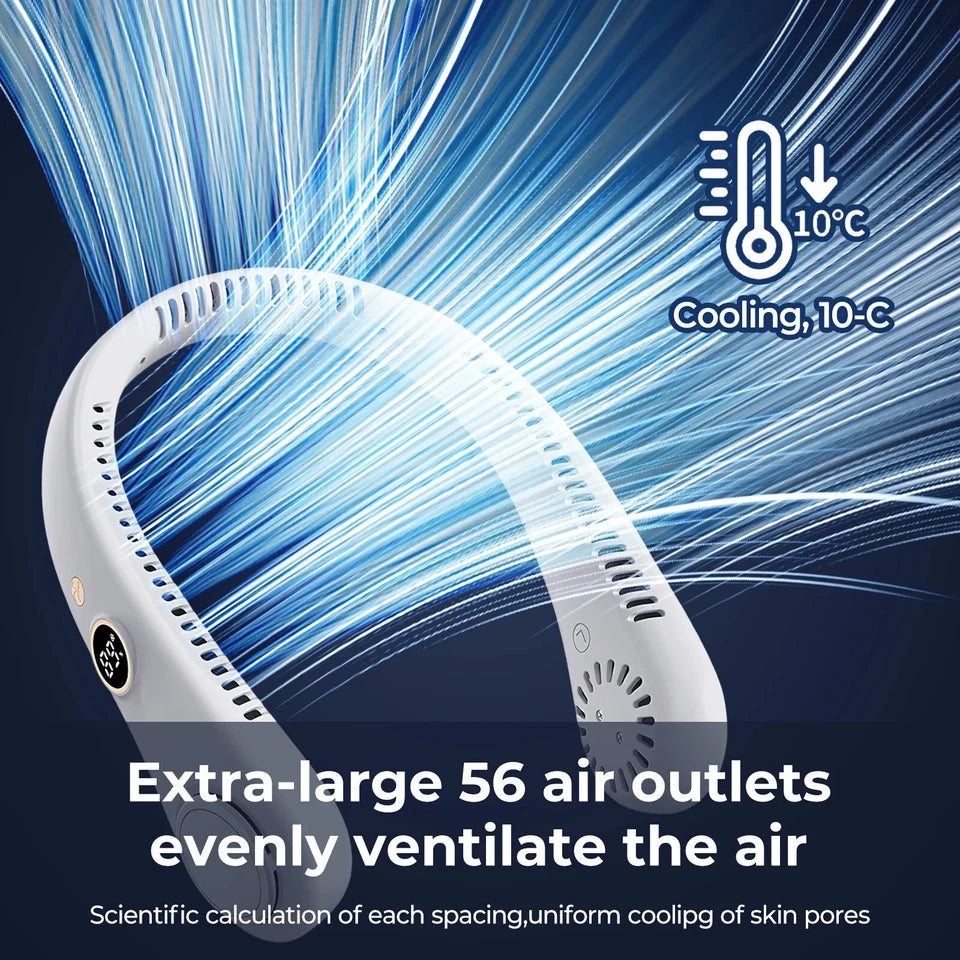 Portable Hands-Free 3-Air-Supply-Point Bladeless Neck Fan