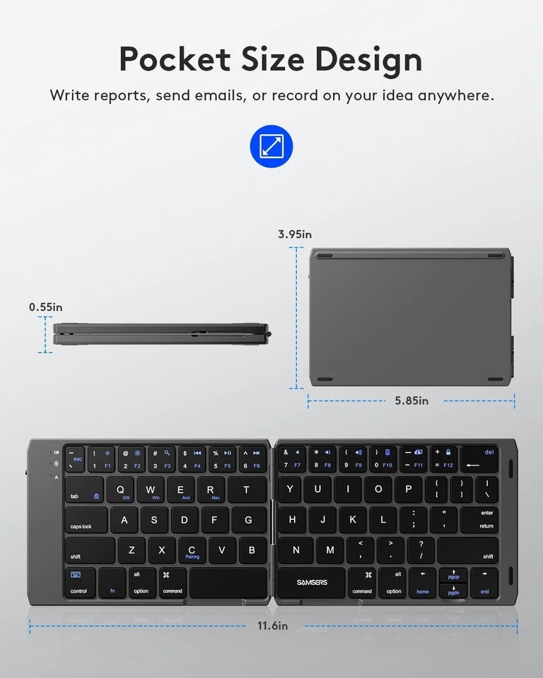 Ultra-Slim Foldable Wireless Bluetooth Keyboard