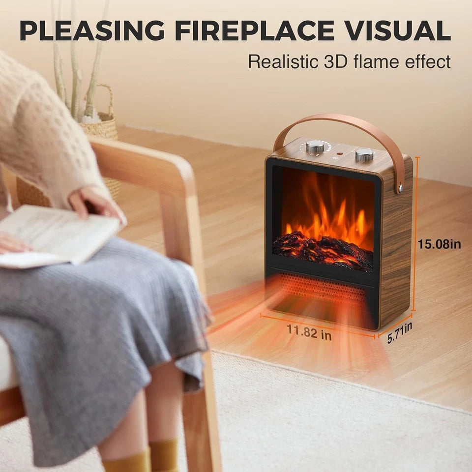 Portable Electric Fireplace Space Heater with 3D Flame Effect
