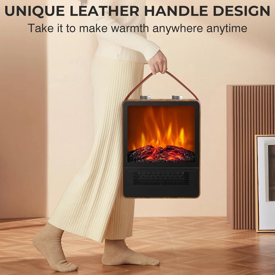 Portable Electric Fireplace Space Heater with 3D Flame Effect